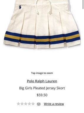 Polo by Ralph Lauren Cream Pleated Skort with Blue & Gold Stripes